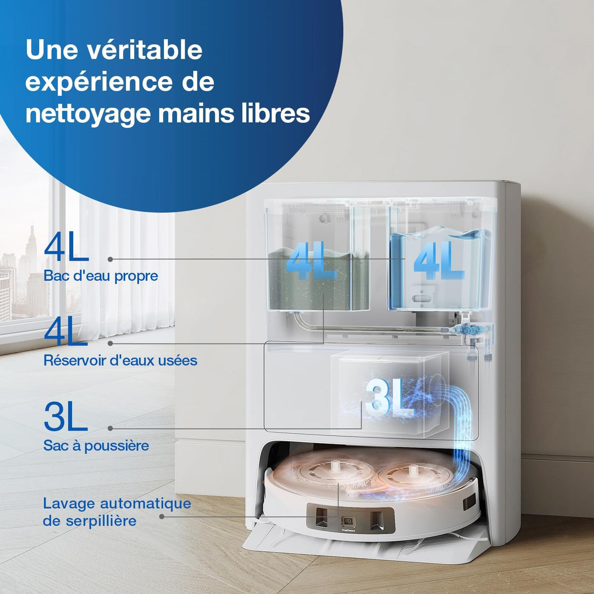 Ecovacs Deebot T20e Omni Robot Aspirateur Laveur Eau Chaude Station Omni