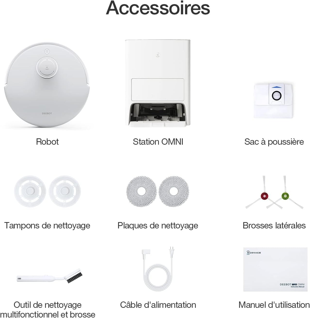 Ecovacs Deebot T20e Omni Robot Aspirateur Laveur Eau Chaude Station Omni