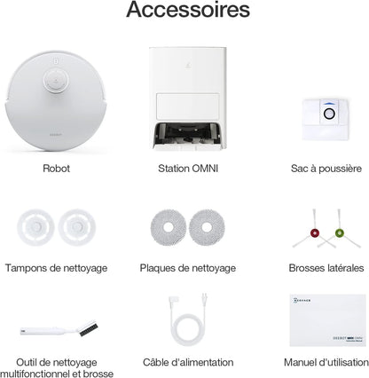 Ecovacs Deebot T20e Omni Robot Aspirateur Laveur Eau Chaude Station Omni