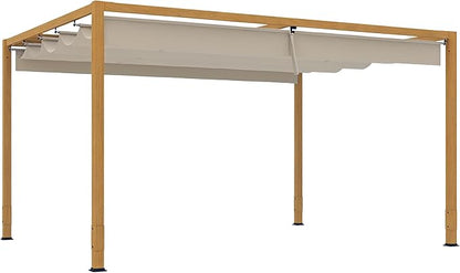 Outsunny Pergola Aluminium Retractable 4x3m Toit Polycarbonate Ajustable